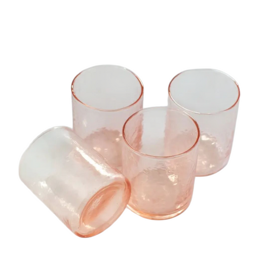 Handblown Hammered Glasses | Set of 4 Blush