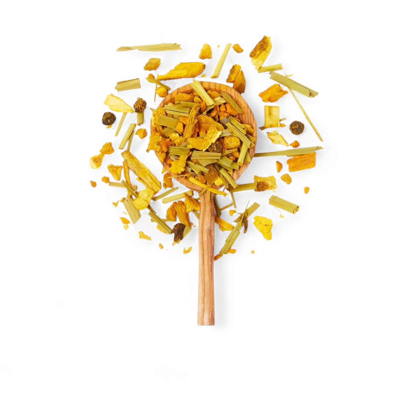 JusTea Turmeric Ginger Tin & Spoon - Organic, Fair-Trade Herbal Tea