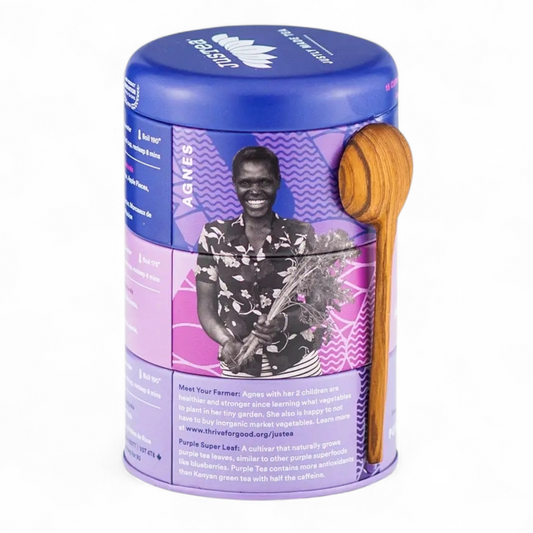JusTea Purple Tea Trio Tin & Spoon - Organic, Fair-Trade Tea Gift