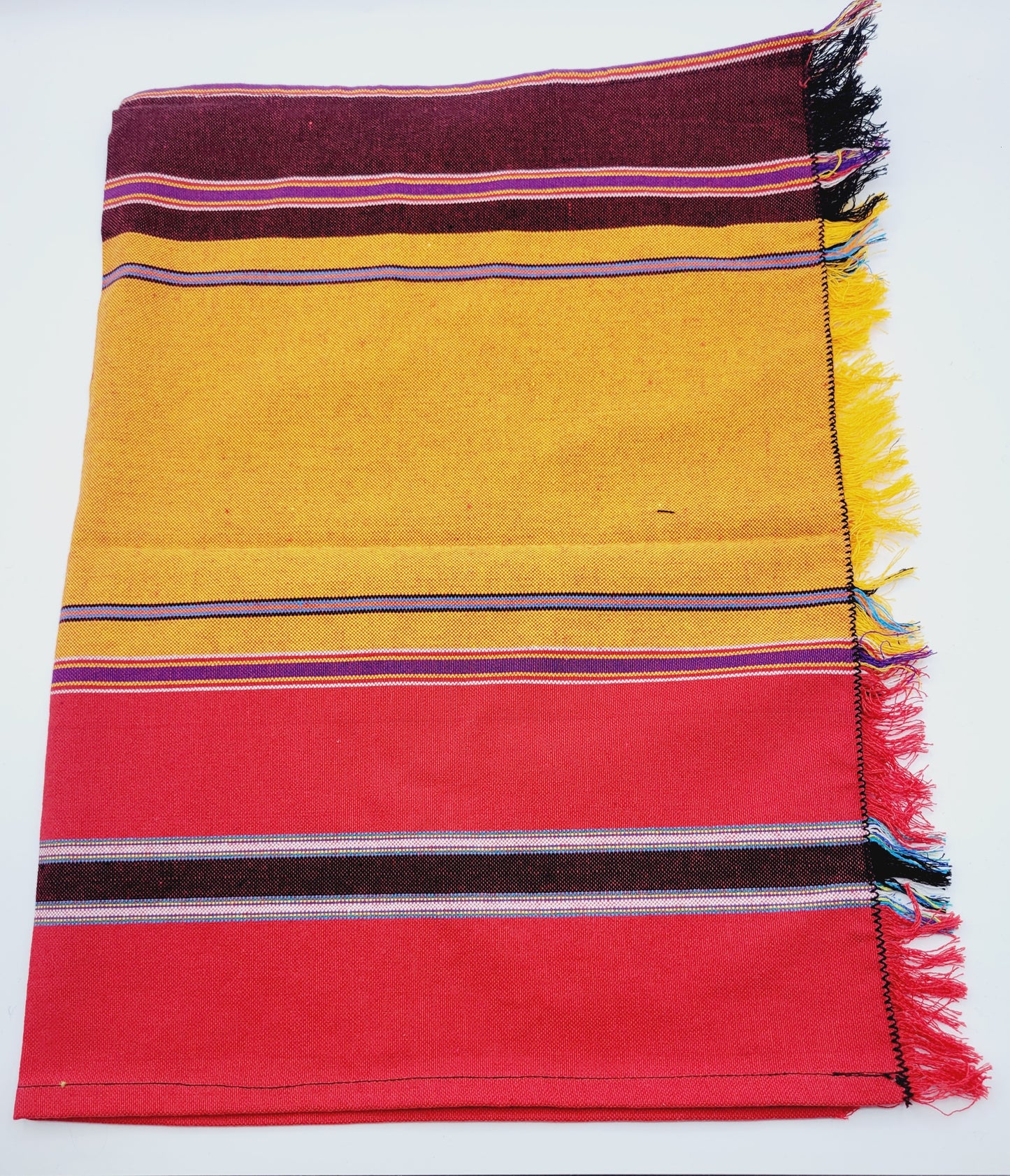 Striped Cotton Dishtowel W/Fringe