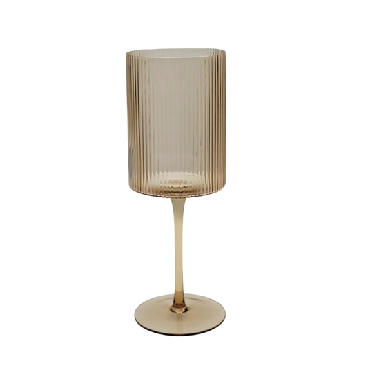 Vikko - Decor, Malibu, Ribbed Wine Glass, 17 oz