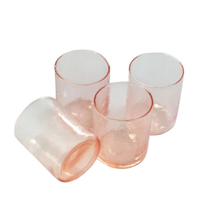 Handblown Hammered Glasses | Set of 4 Blush
