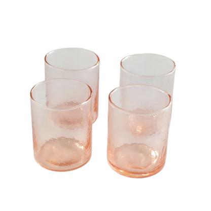 Handblown Hammered Glasses | Set of 4 Blush