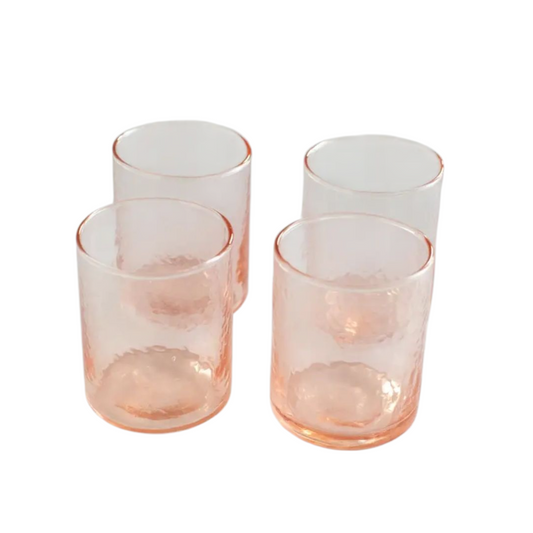 Handblown Hammered Glasses | Set of 4 Blush
