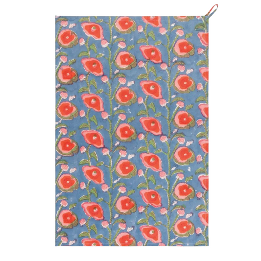 Poppy Block Print Dishtowel