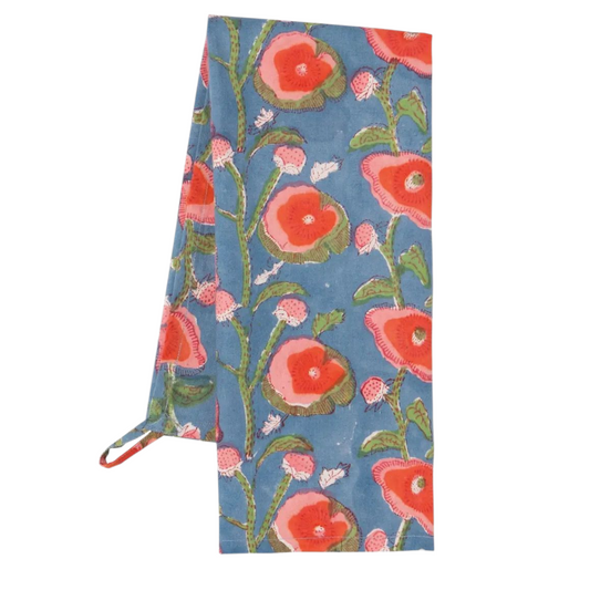 Poppy Block Print Dishtowel