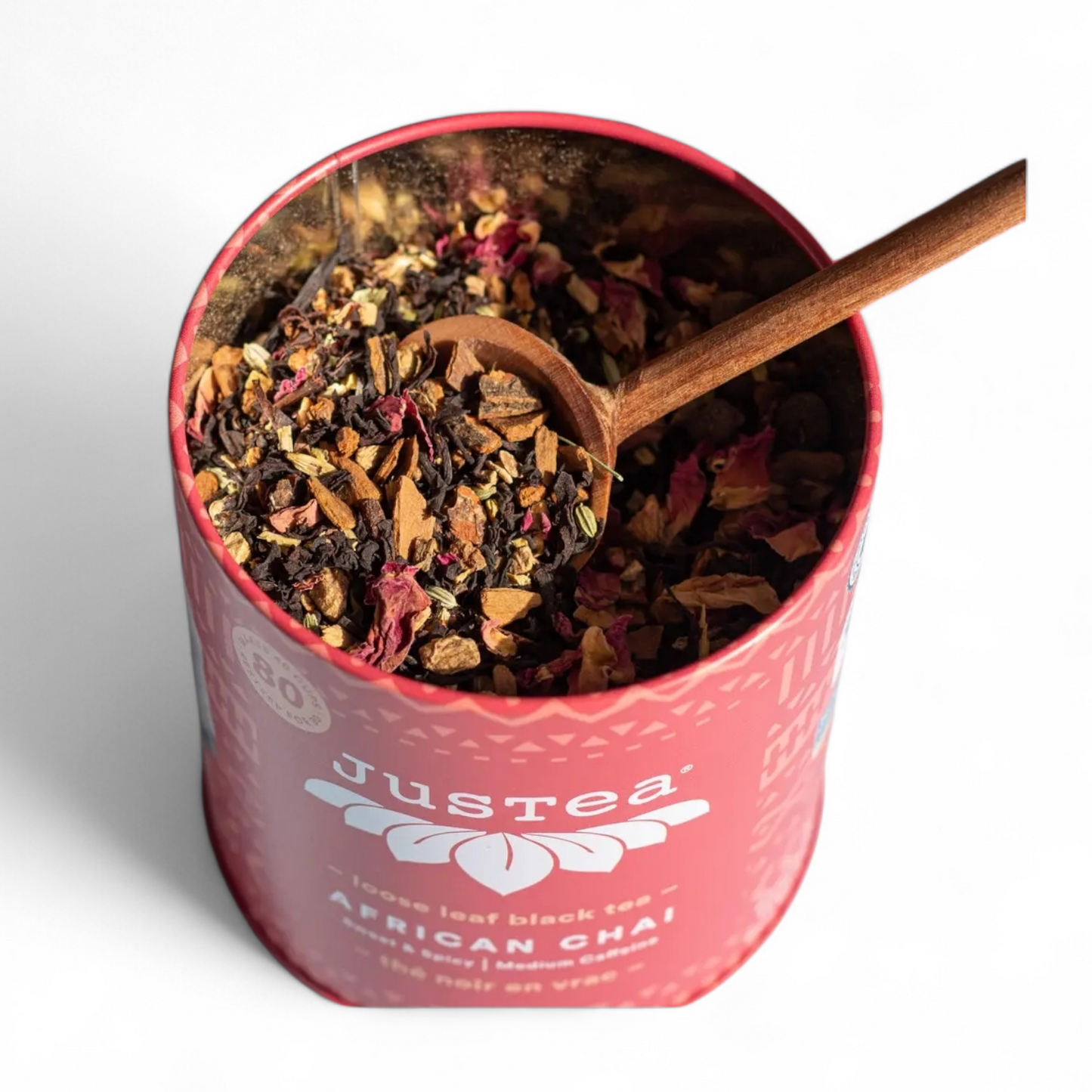 JusTea African Chai Tin & Spoon - Organic, Fair-Trade, Black Tea