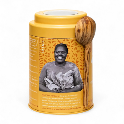 JusTea  Turmeric Ginger Tin & Spoon - Organic, Fair-Trade Herbal Tea